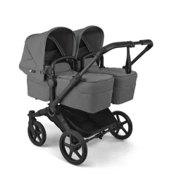 Bugaboo Combi Kinderwagens|Tweelingwagens * Tweeling Kinderwagen Donkey 6 Compleet Black - Moon Grey Grijs