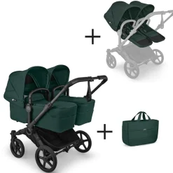 Bugaboo Combi Kinderwagens|Tweelingwagens * Tweeling Kinderwagen Donkey 6 Compleet Black - Fern Green Groen