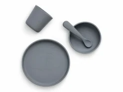 Jollein Kinderbordjes En Kinderbestek|Bedtextiel * Dinnerset Siliconen Storm Grey