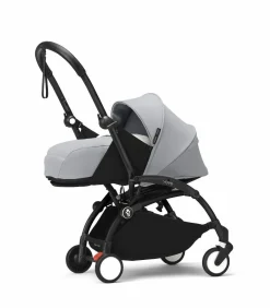 Stokke Combi Kinderwagens|Compacte Kinderwagens * YOYO³ Kinderwagen Compleet met 0+ Newborn Pack Stone – Black Frame Grijs