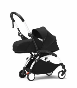 Stokke Combi Kinderwagens|Compacte Kinderwagens * YOYO³ Kinderwagen Compleet met 0+ Newborn Pack Black – White Frame Zwart