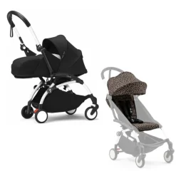 Stokke Combi Kinderwagens|Compacte Kinderwagens * YOYO³ Kinderwagen Compleet Leopard met 0+ Newborn Pack Black – White Frame Multicolor